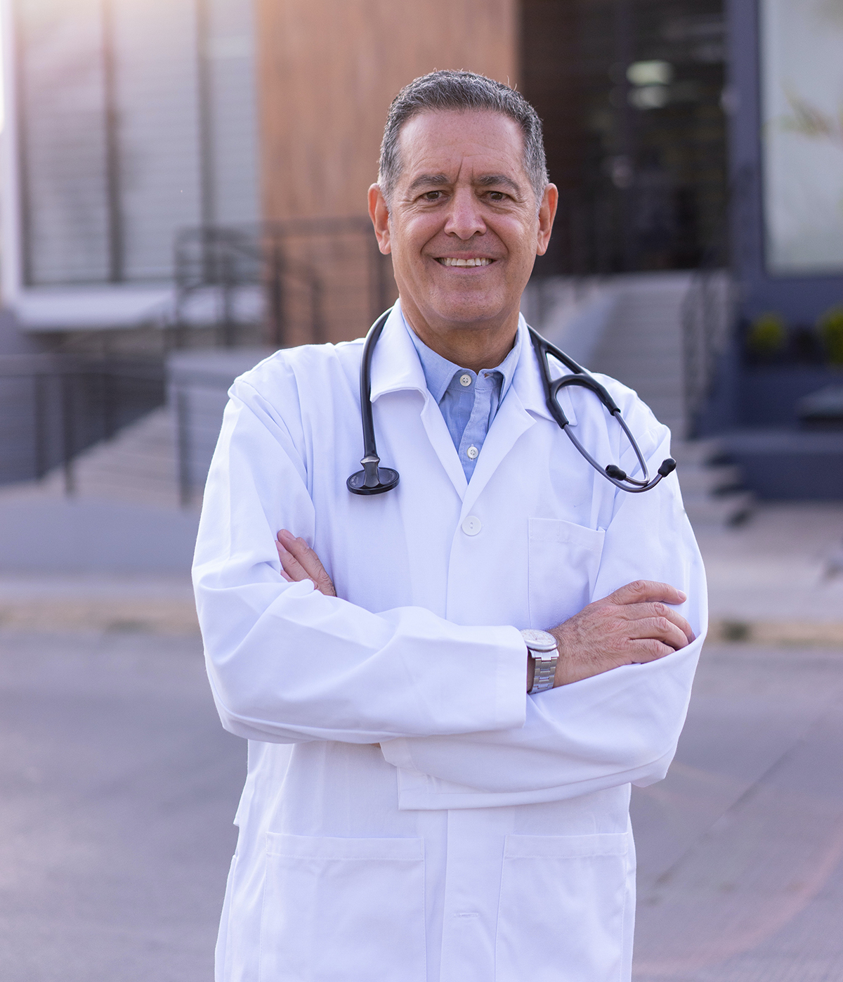 doctor standing near clinic